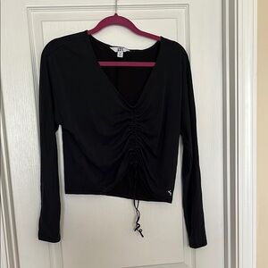 Joylab Black Ruched Long Sleeve Active  Top